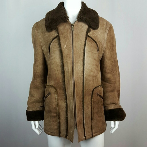 Vintage Jackets & Blazers - FLASH SALE Vintage Esprit Tan Suede Sherpa Coat